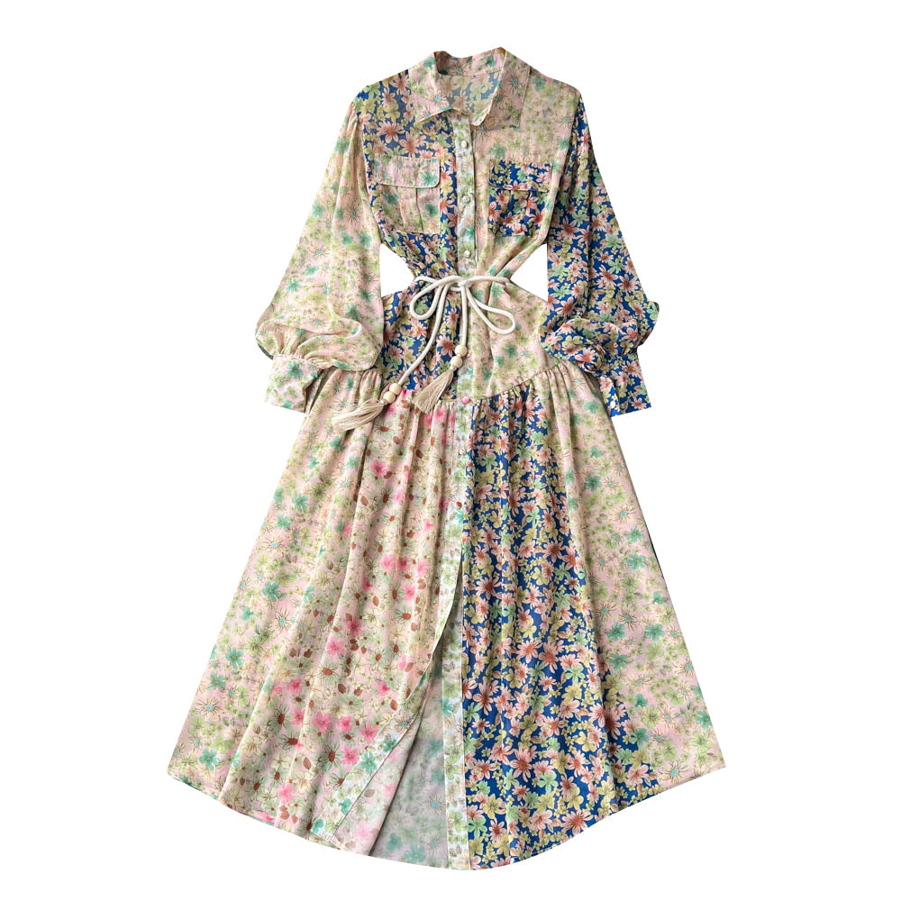 French Style Waist-slimming Floral Dress