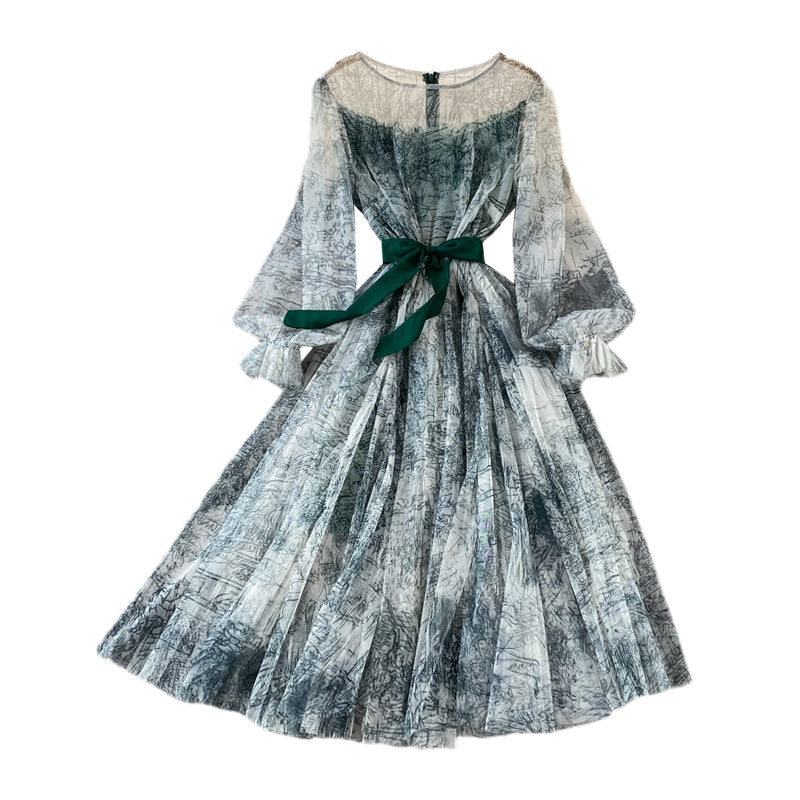 Fairy Ink Printing Mesh Dress