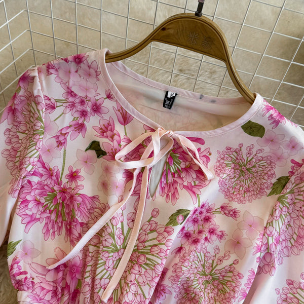 Fairy Lace-up Pink Floral Dress