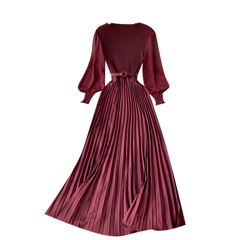 Pressed Pleated Waist Slimming Dress