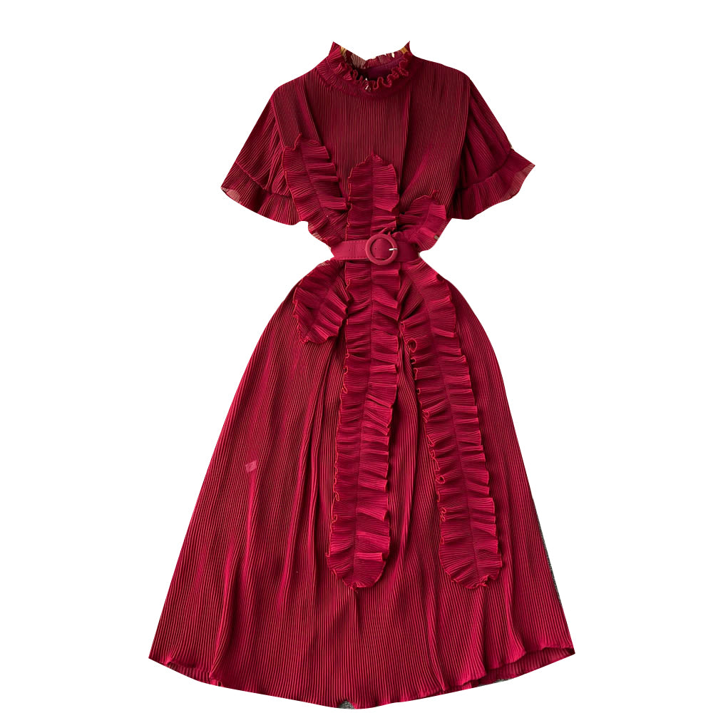 Unique Design Ruffle Short-sleeve Dress