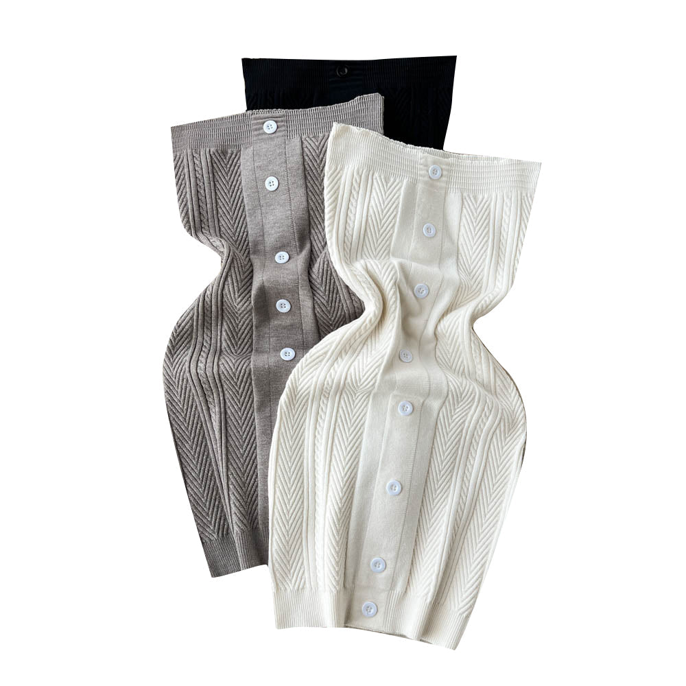 Single Breasted Strapless Knitted Dress