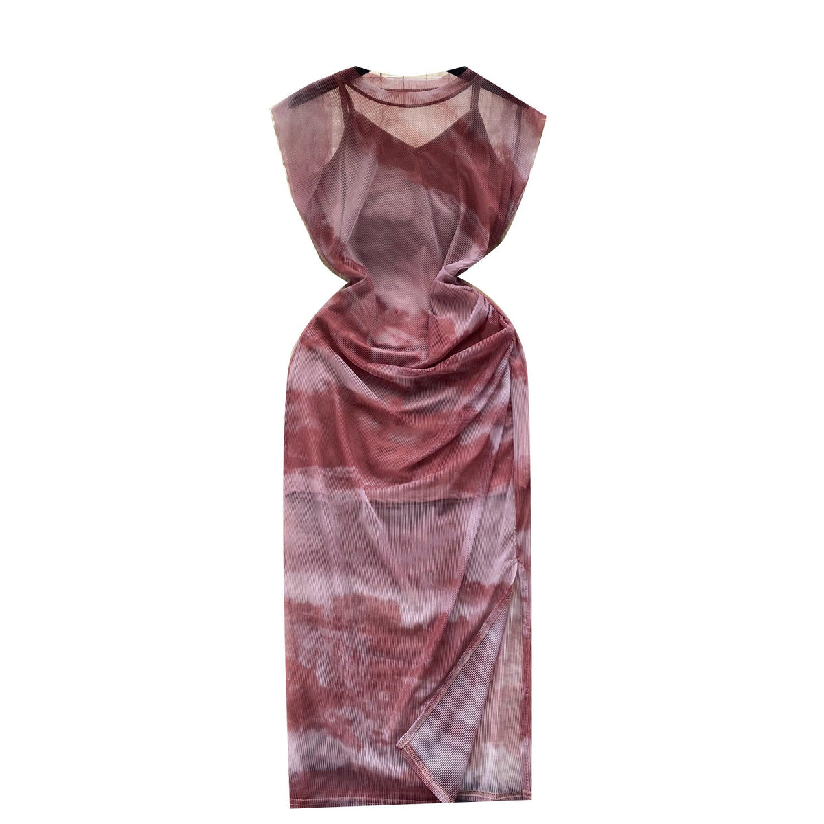 Ink Swooshed Printing 2Pcs Dress