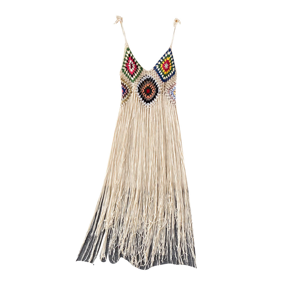 Mori Crochet Tassel Slip Dress