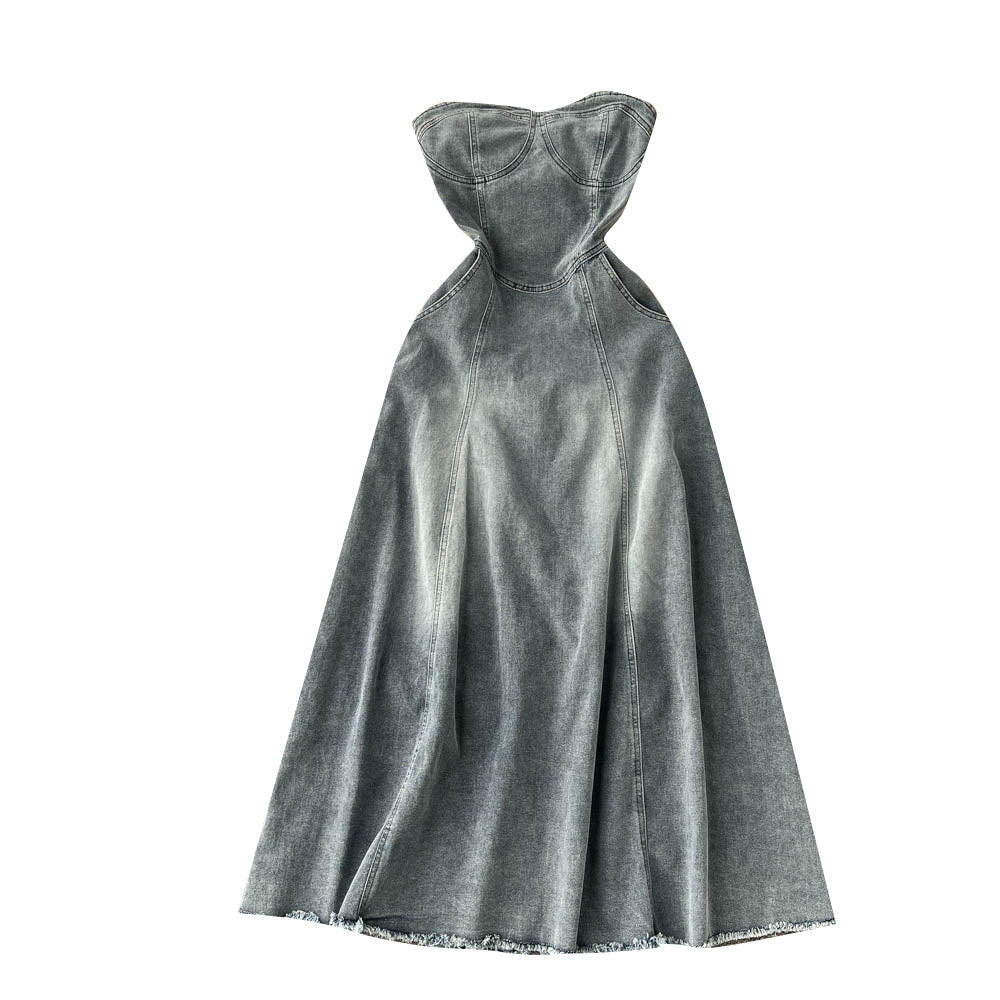 Vintage Off-shoulder Loose Denim Dress