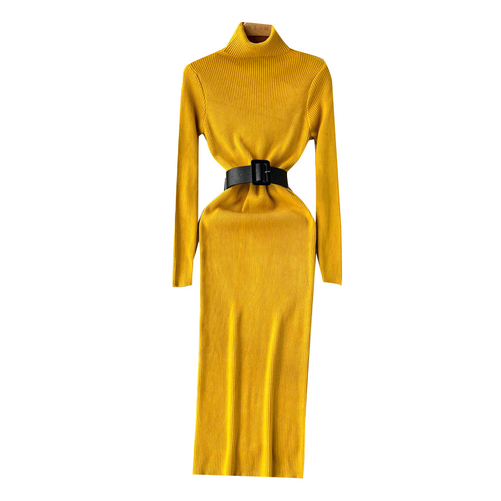 High Collar Tight Knitted Dress