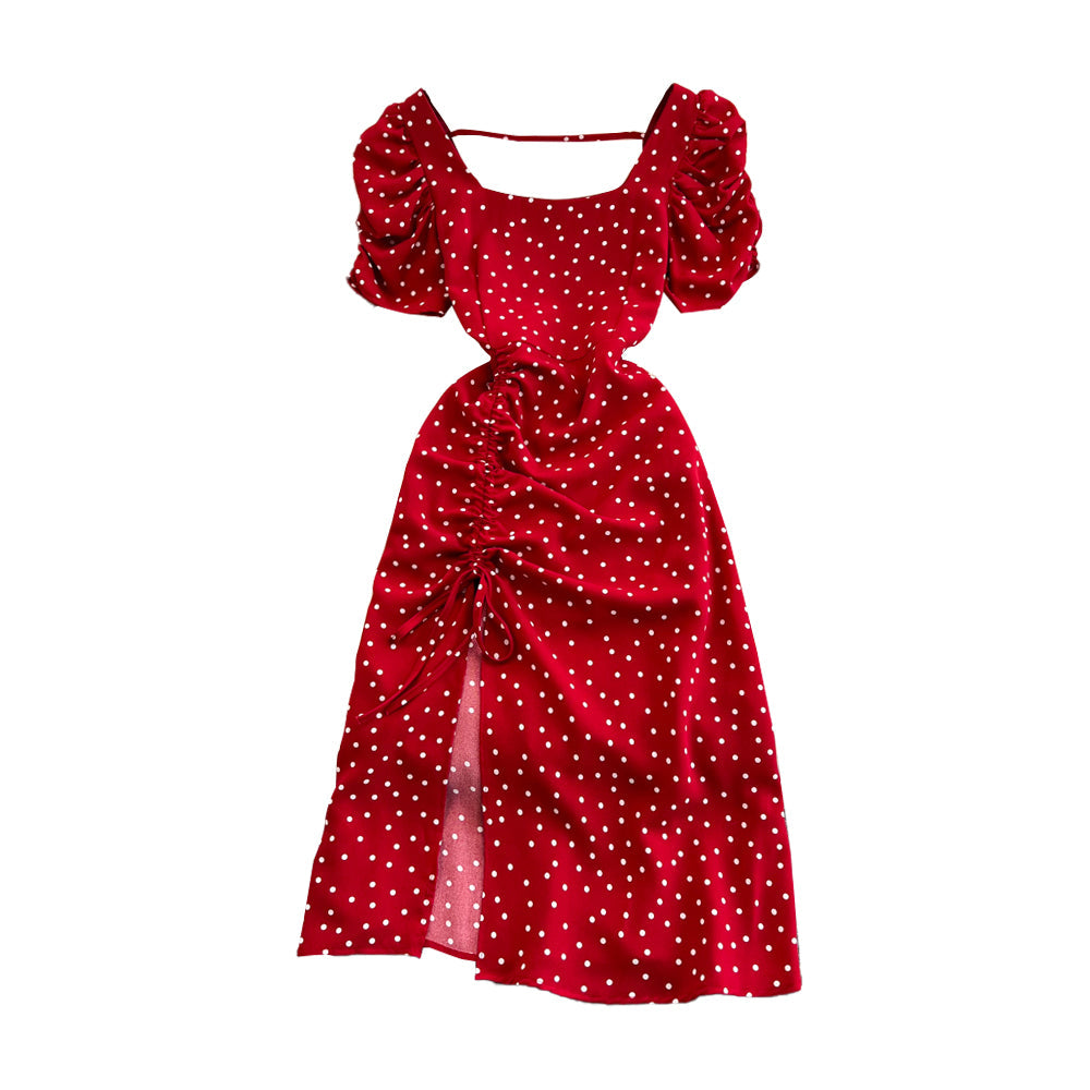 Fairy Puffy-sleeve Polka Dot Dress