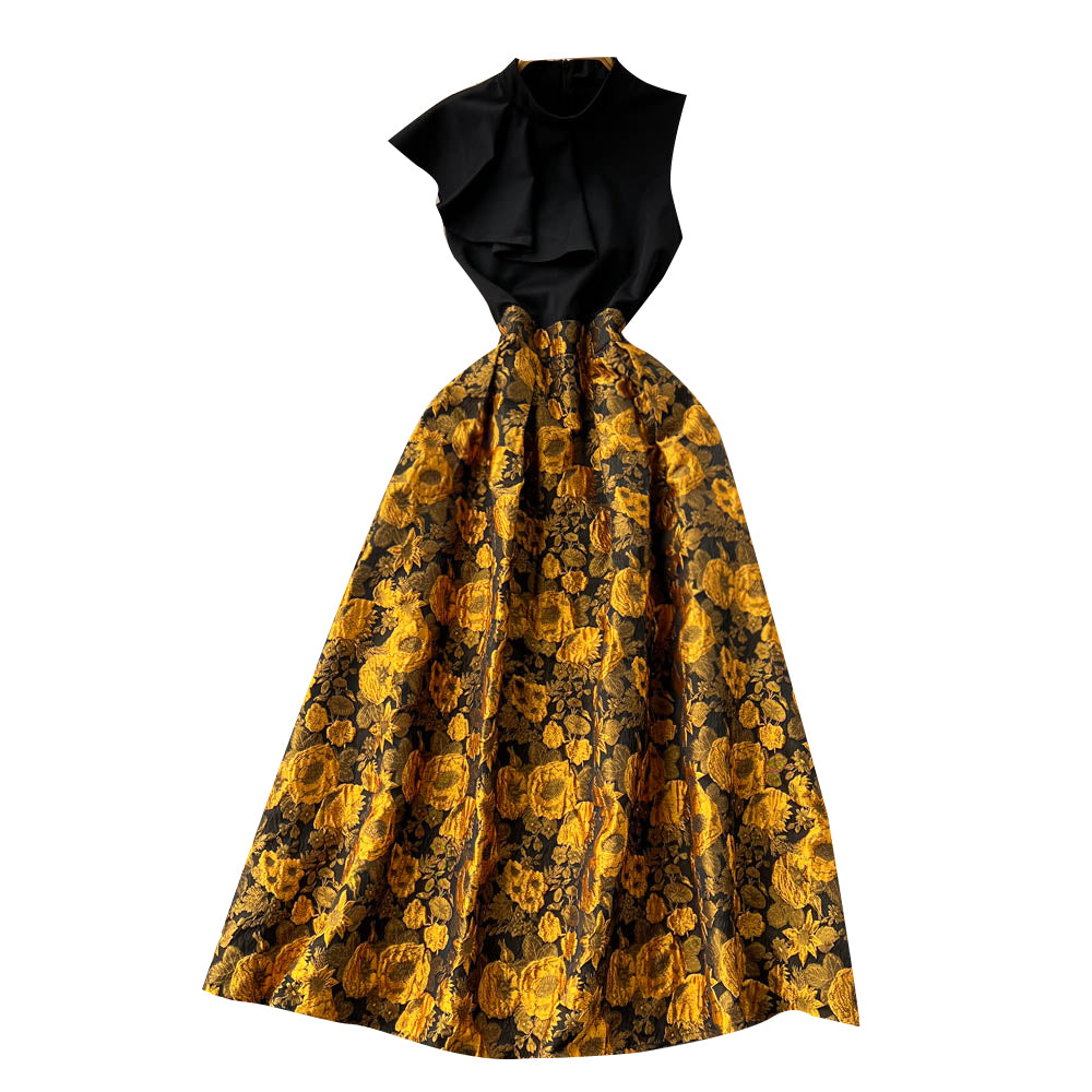 Sleeveless Patchwork 3d Embroidered Dress