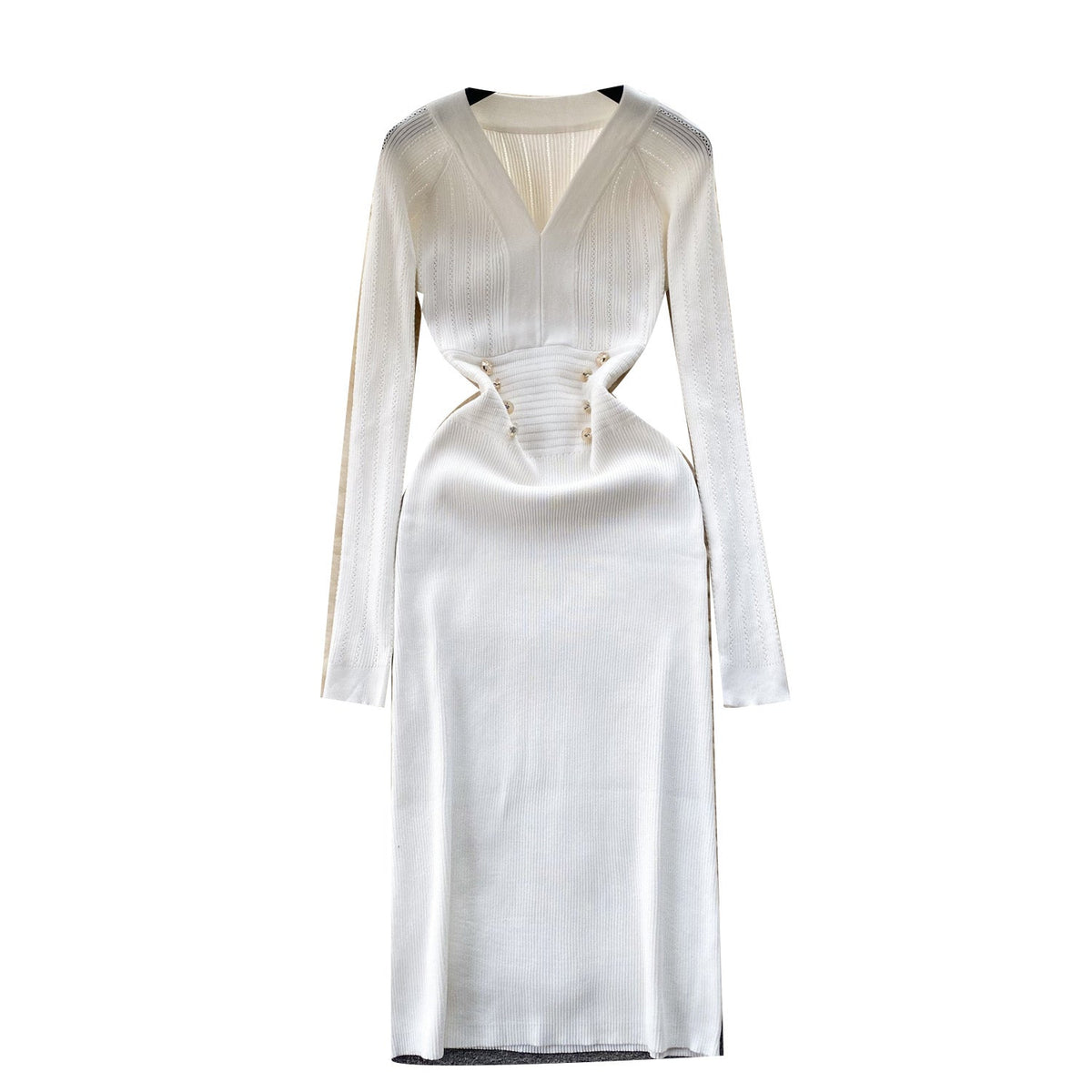 Vintage Double-breasted Knitted Dress