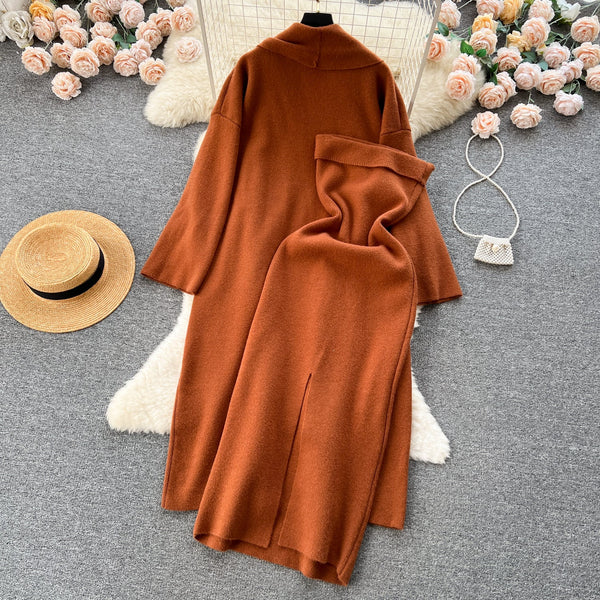 Loose-fit Cardigan&Strapless Dress 2Pcs