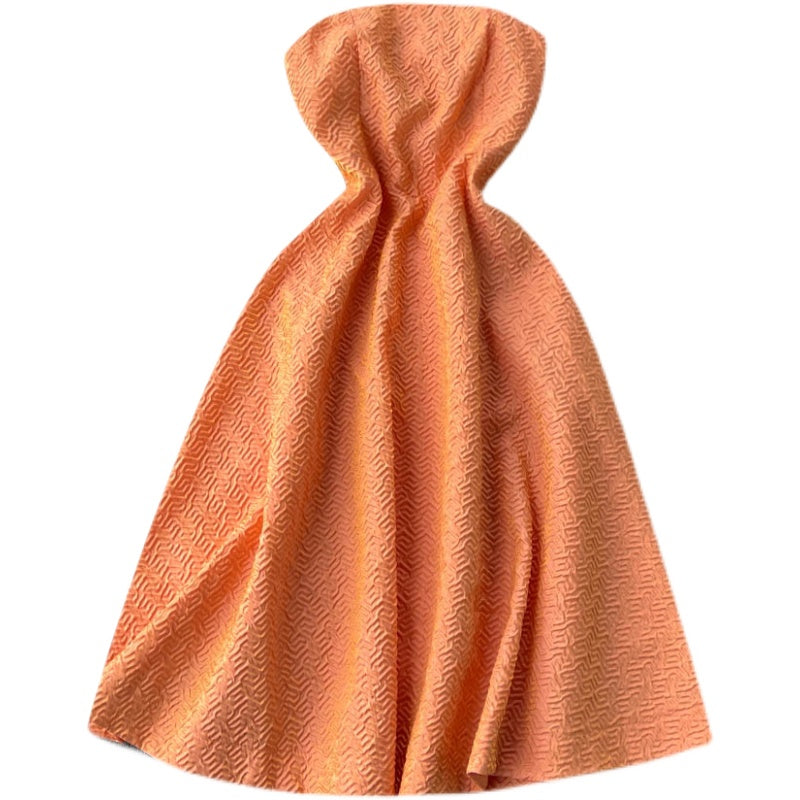 Sweet Jacquard A-line Off-shoulder Dress