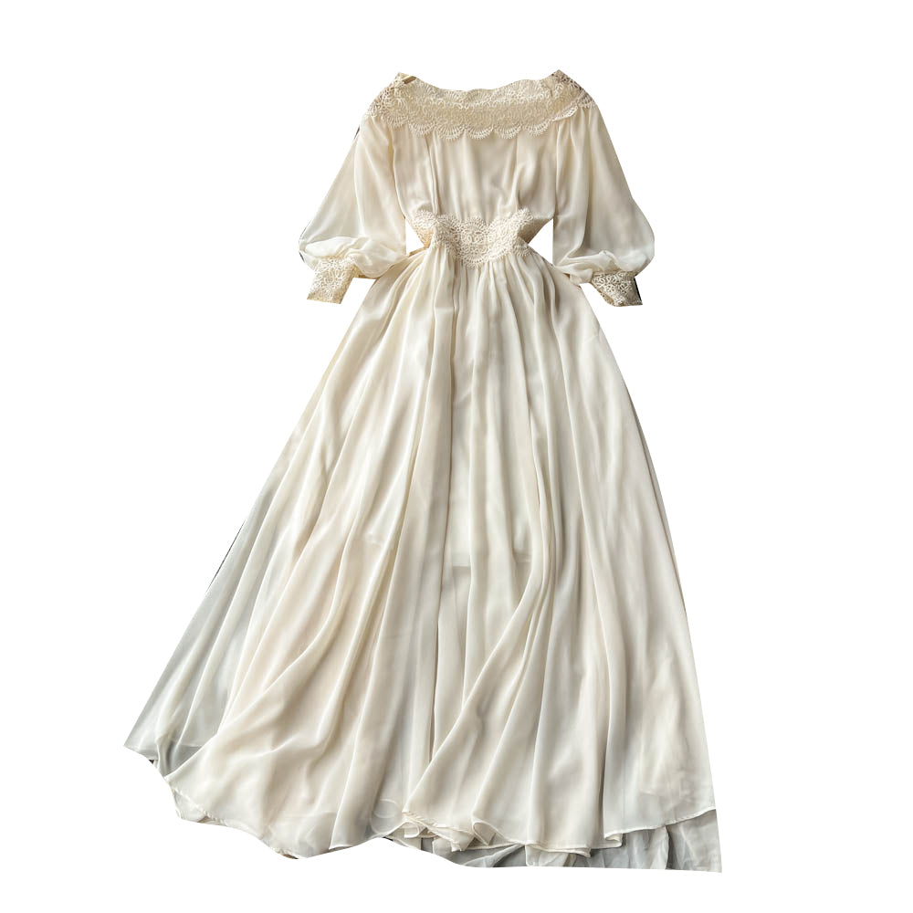 Niche Off-shoulder Crochet Lace Dress