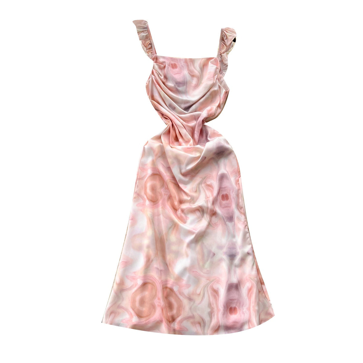 Tie-dye Pleated Sleeveless Fishtail Dress