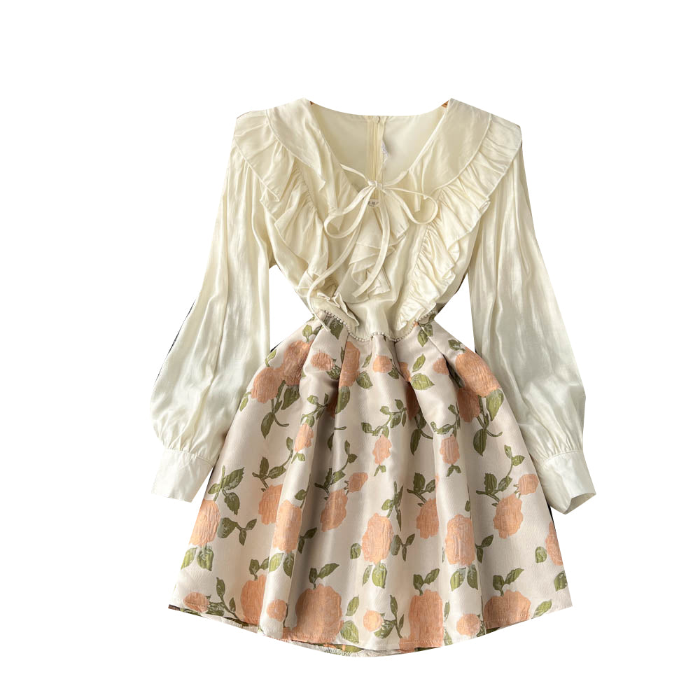 Mori Ruffled Patchwork Floral Dress