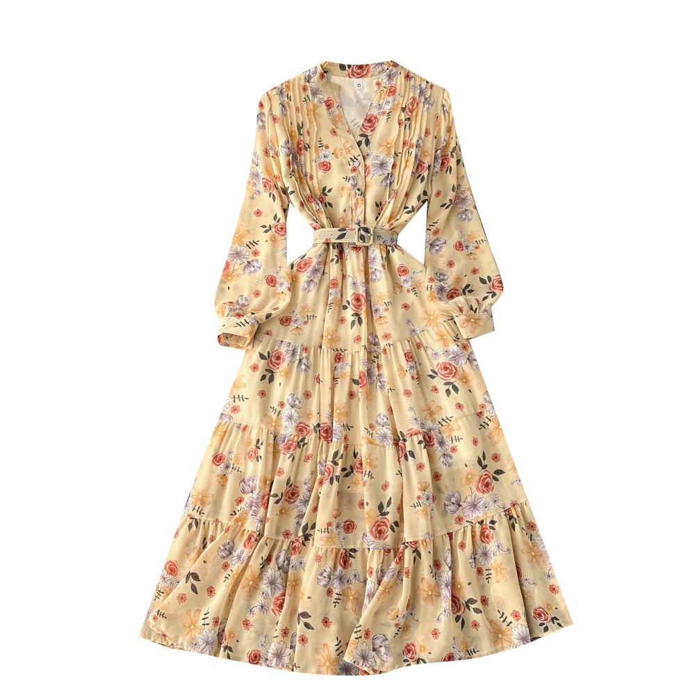Fairy V-neck Chiffon Floral Dress