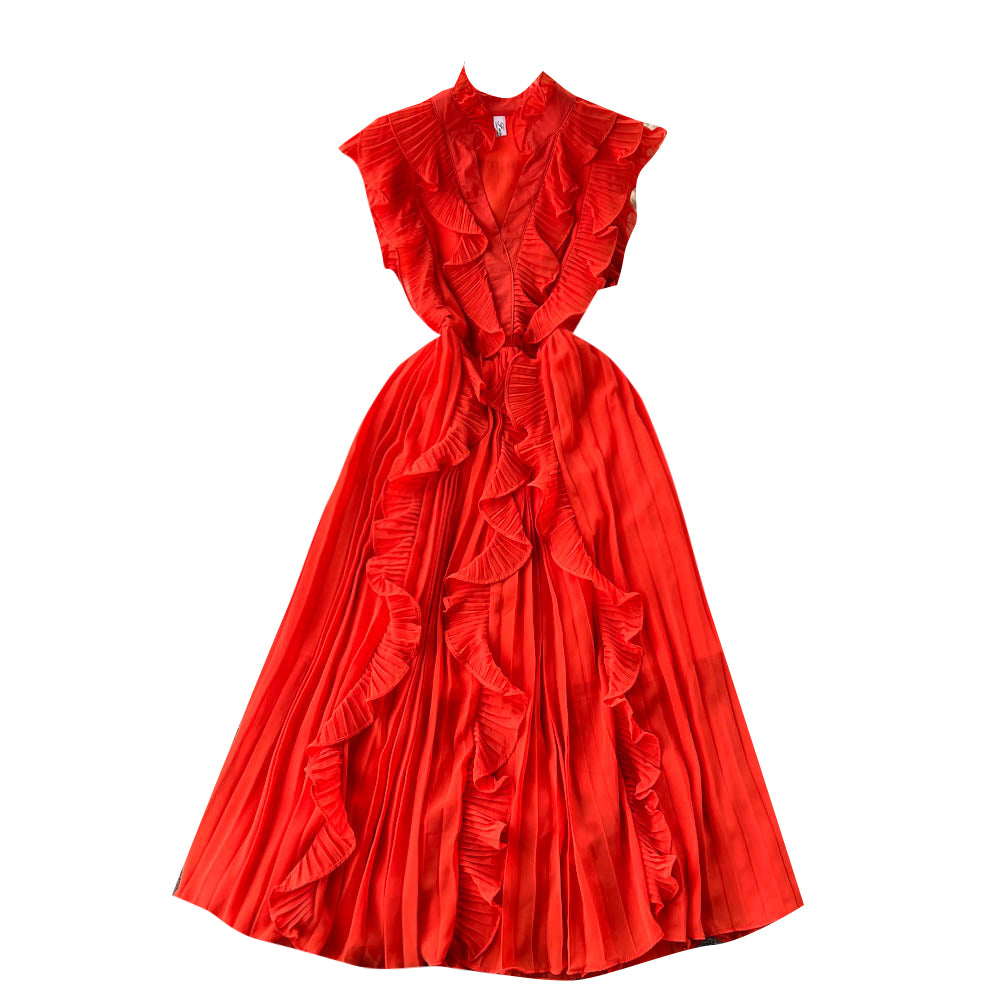 Ruffle Sleeveless A-line Dress