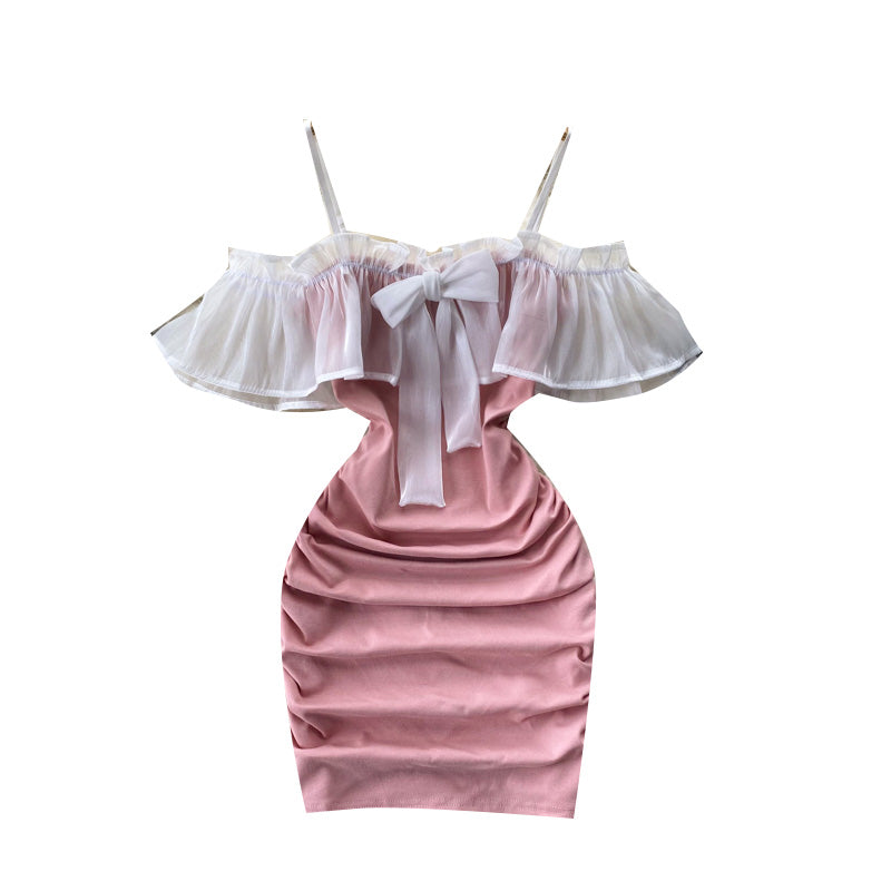 Ruffled Mesh Patchwork Dress