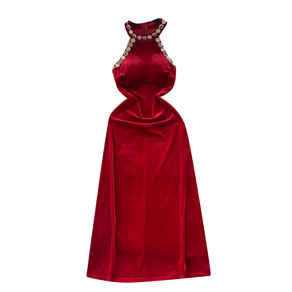 High-end Rhinestone Studded Halter Dress