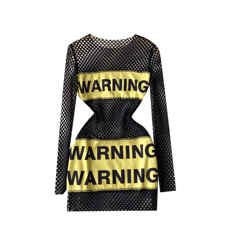 Monogrammed Hollowed Black Dress