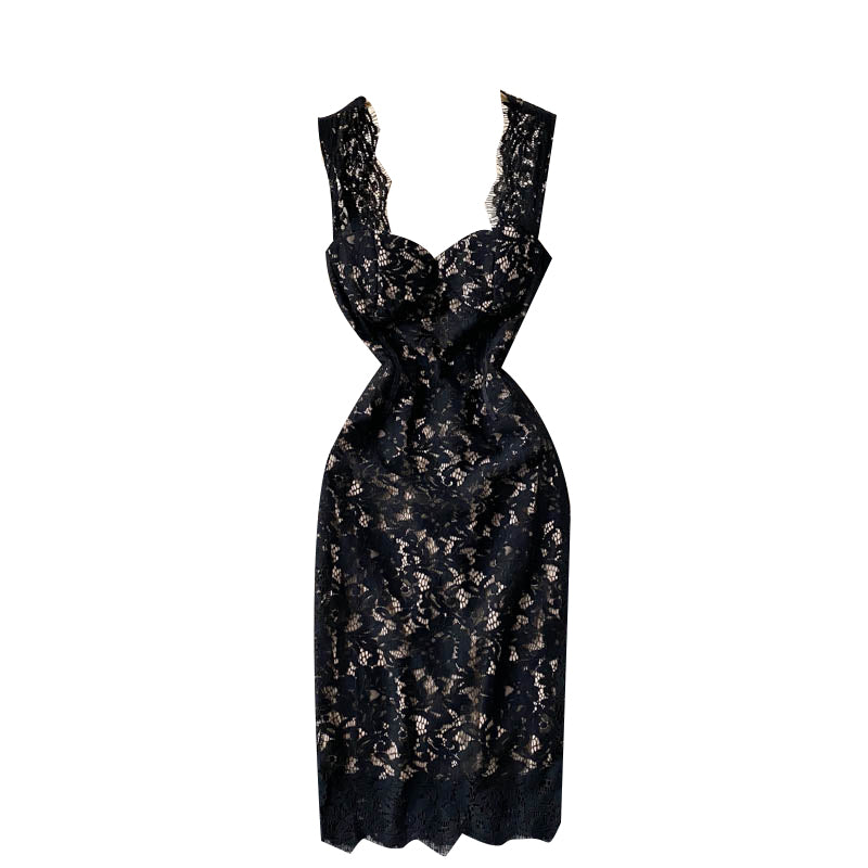High-end Square Neck Lace Dress
