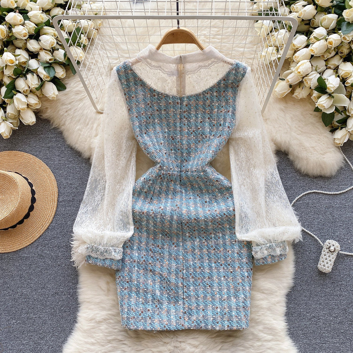 Sweetie Beaded Lace Patchwork Dress