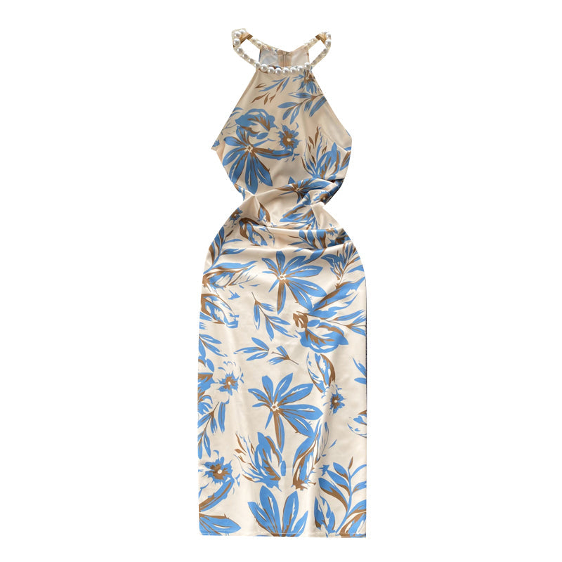 Pearl Neck Wrap Hip Dress