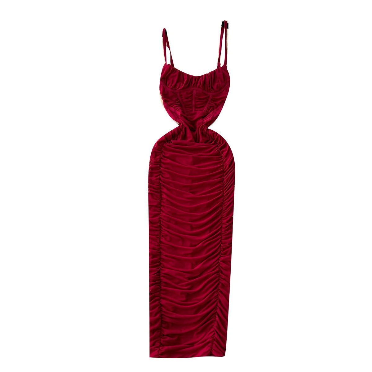 Solid Color Pleated Slip Dress