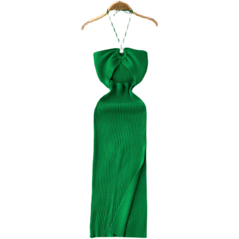 Solid Color Slim-fit Knitted Dress