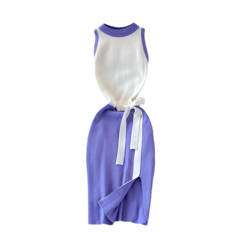 Knitted Patchwork Slim Fit Dress