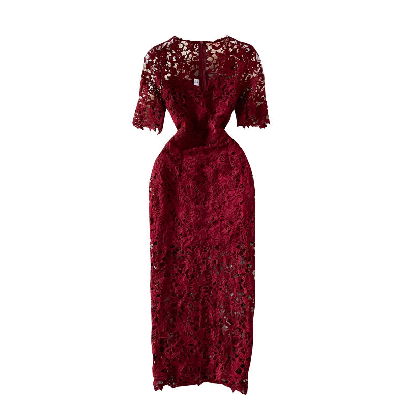 Elegant Hollowed Lace Gown