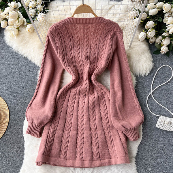 Chic V-neck Twisted Jersey Dress