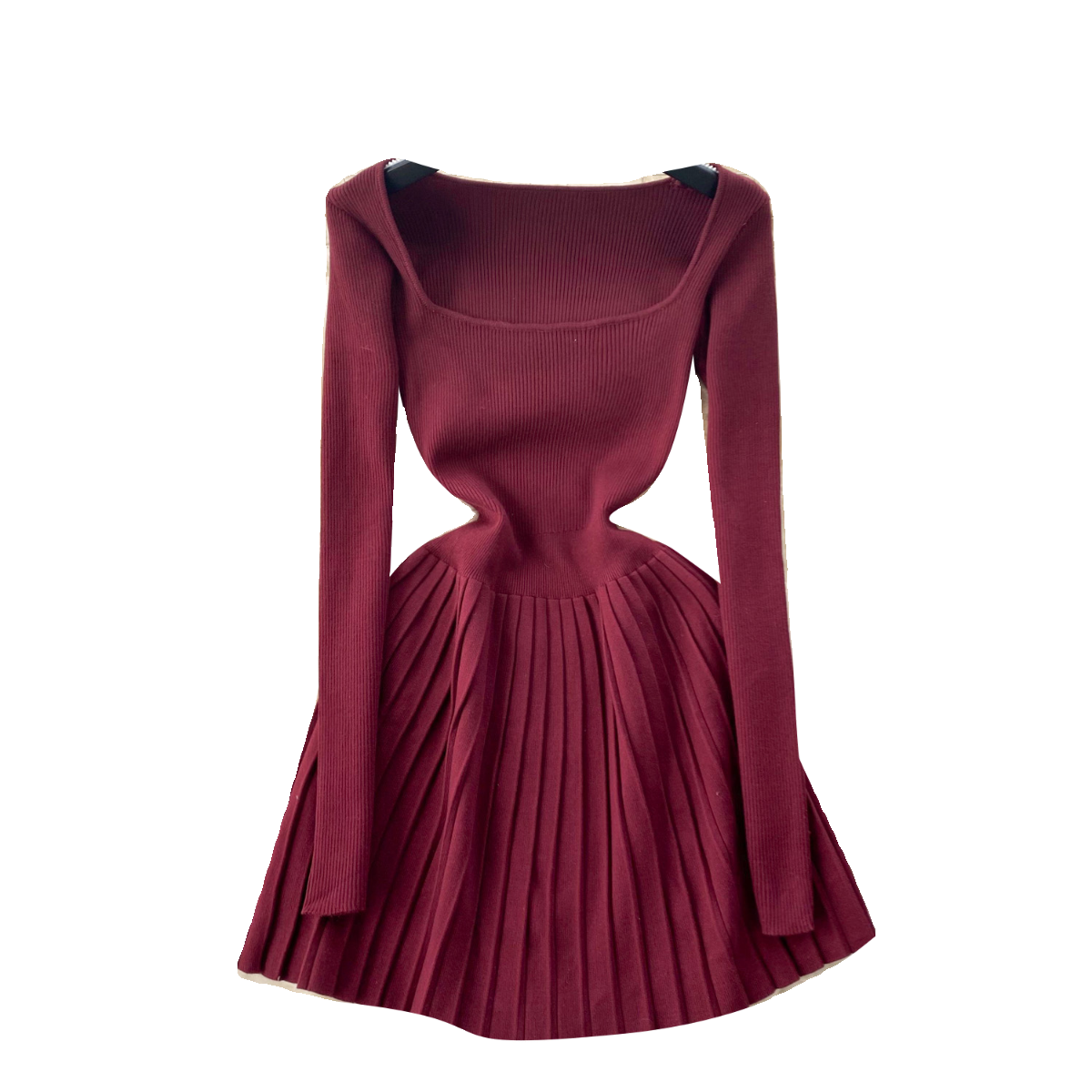 French Style Square Collar Knitted Dress
