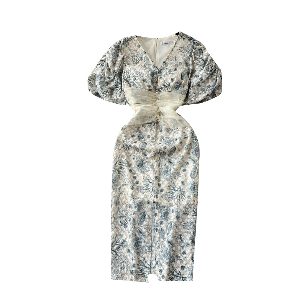 High-end Patchwork Mesh Floral Dress