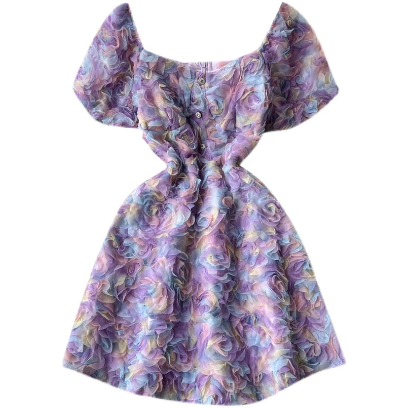 French Style Waist-slimming Floral Dress