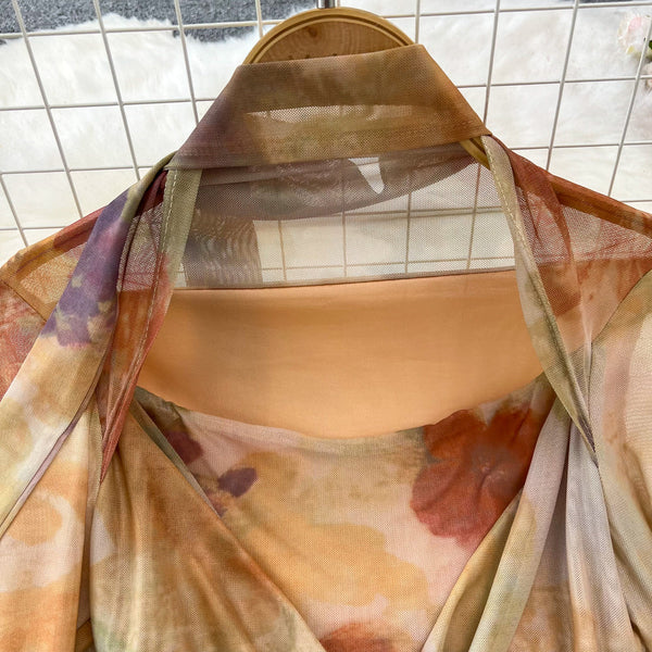Fransız Tarzı Tie-dye File Elbise