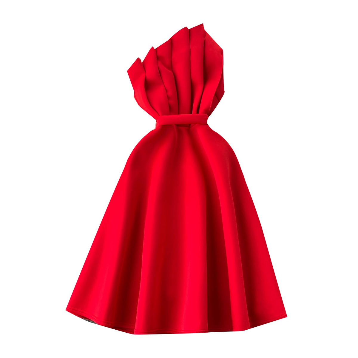 3d Petal Pleated Off-shoulder Dress