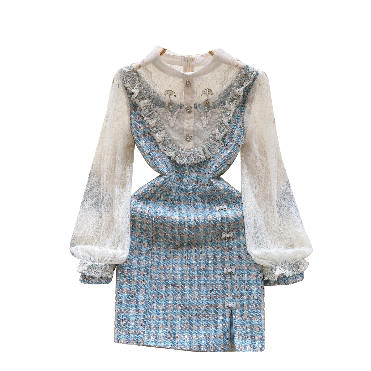 Sweetie Beaded Lace Patchwork Dress