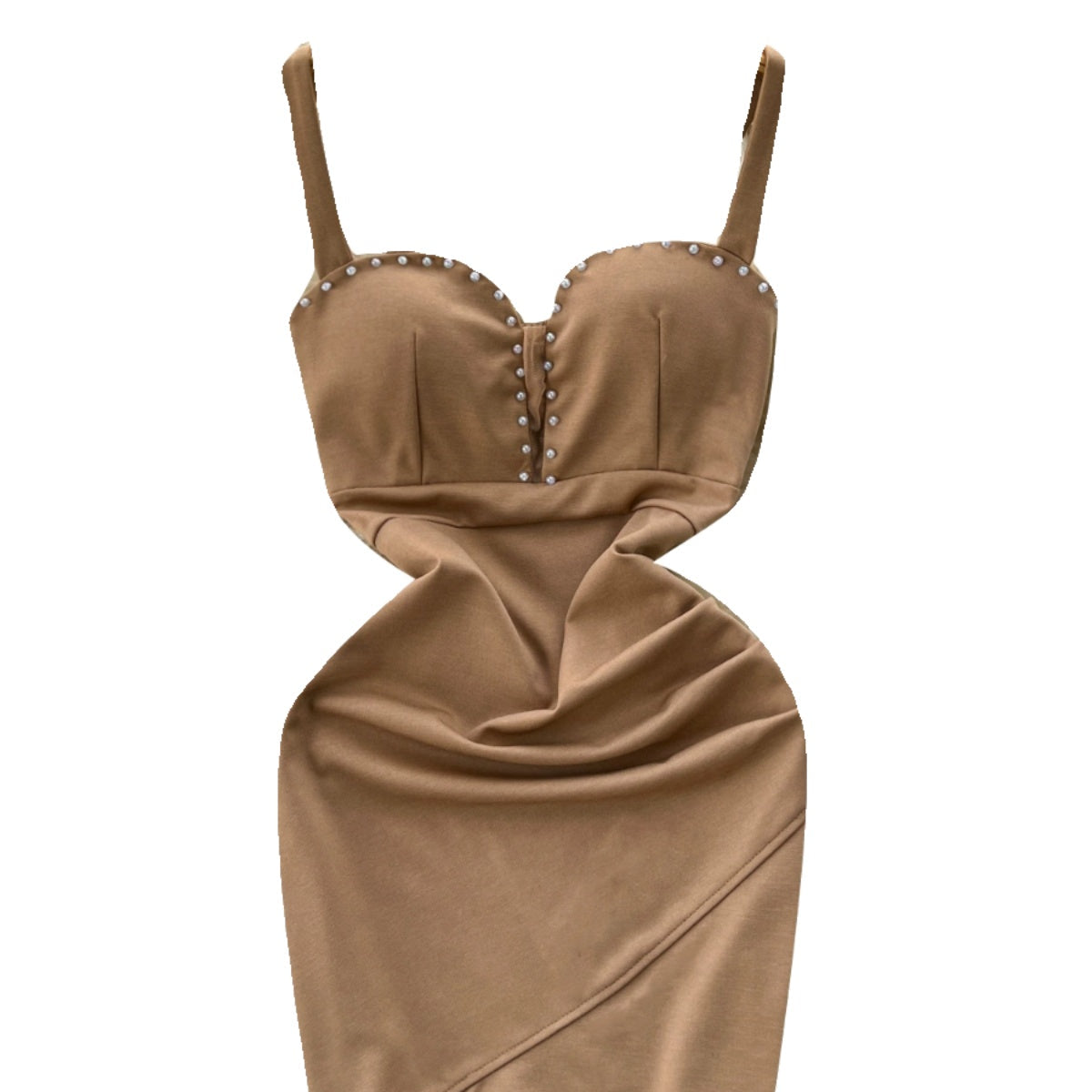 Beaded Hip-wrapping Pleated Slip Dress