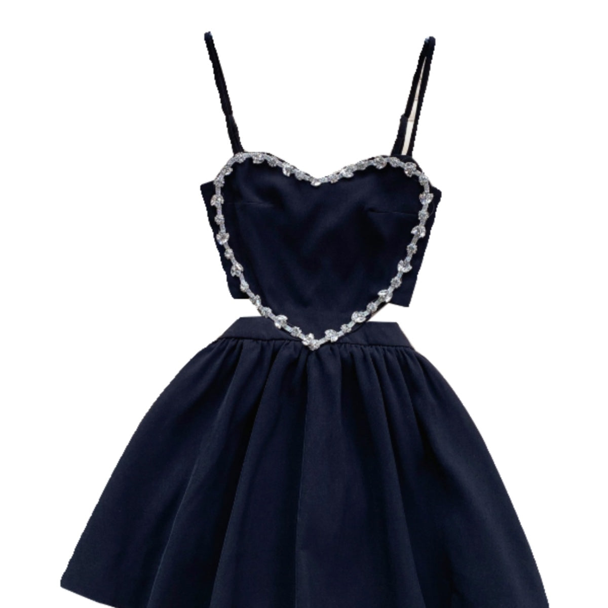 Rhinestone Studded Pleated Slip Dress
