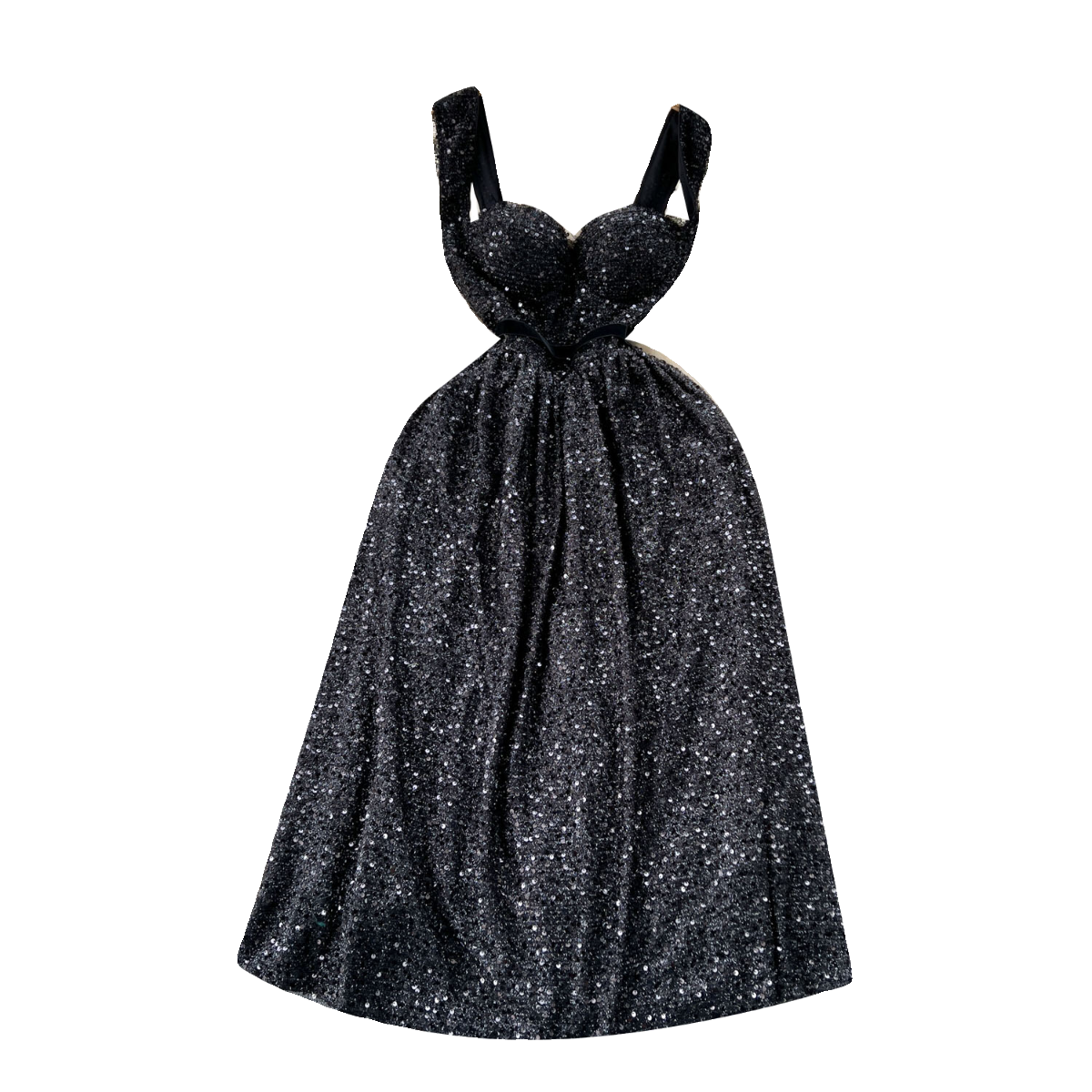 Fairy Sequined Black Slip Dress