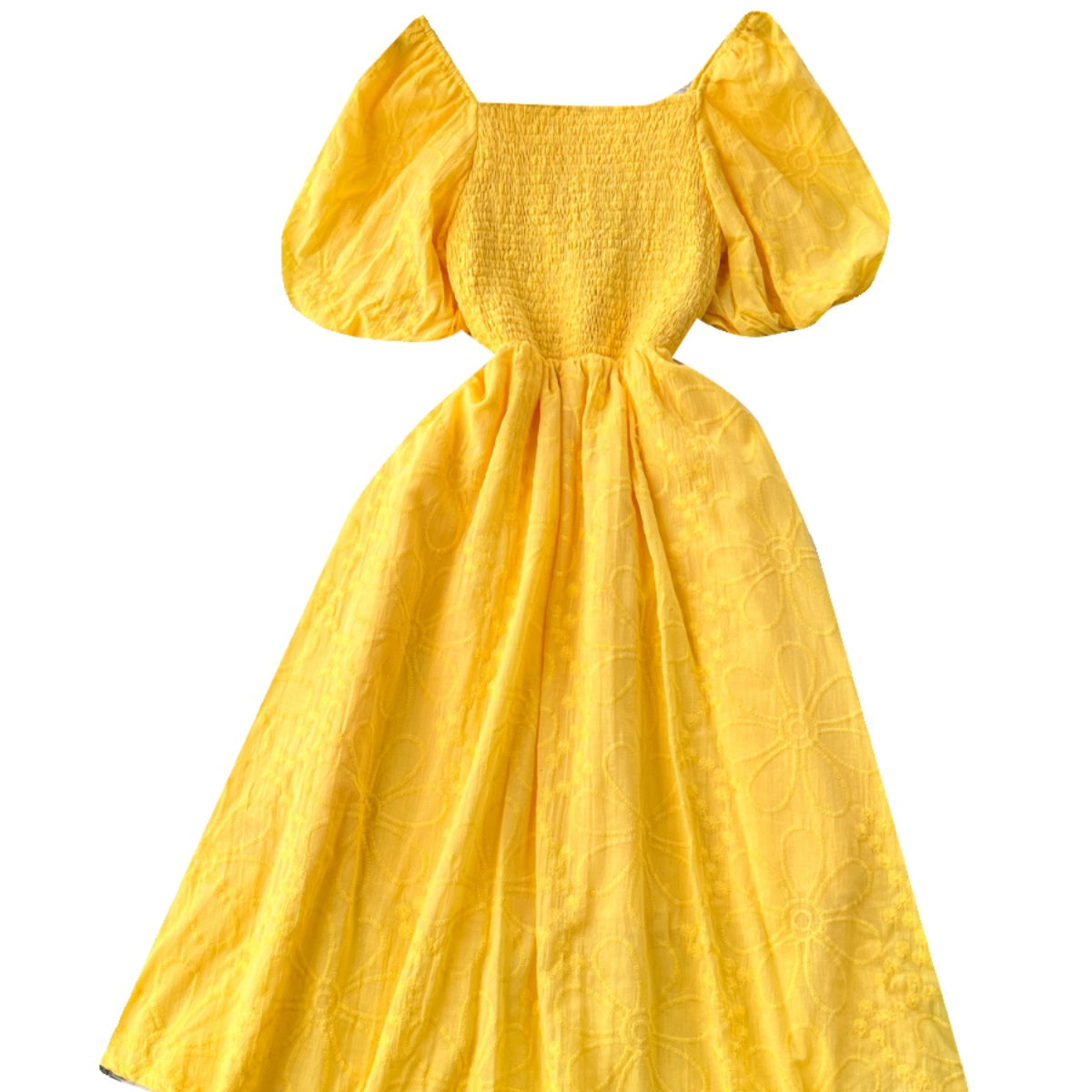 Bohemia Flared Sleeve Stretchy Embroidered Dress
