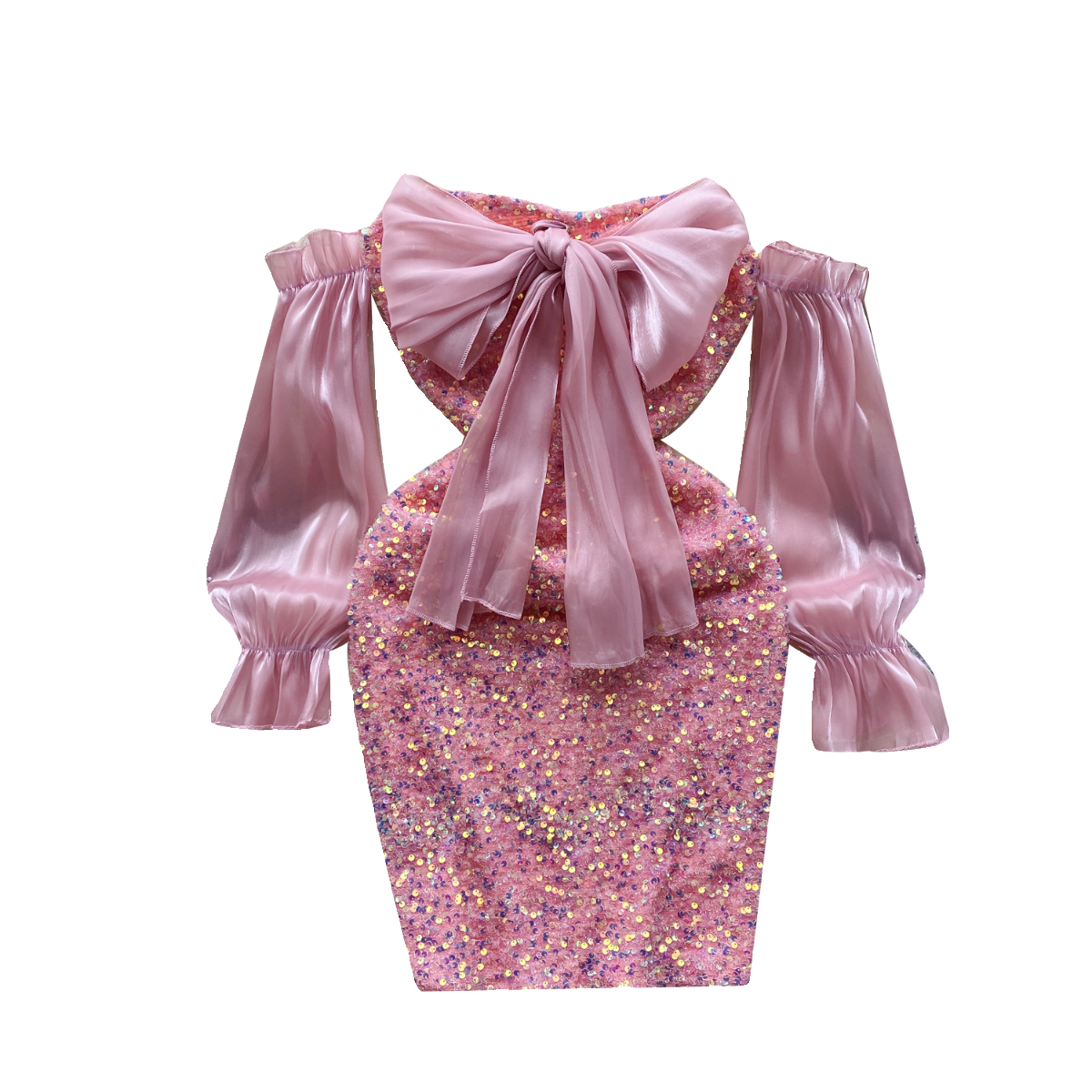 Bow-tie Patchwork Sequined Party Dress