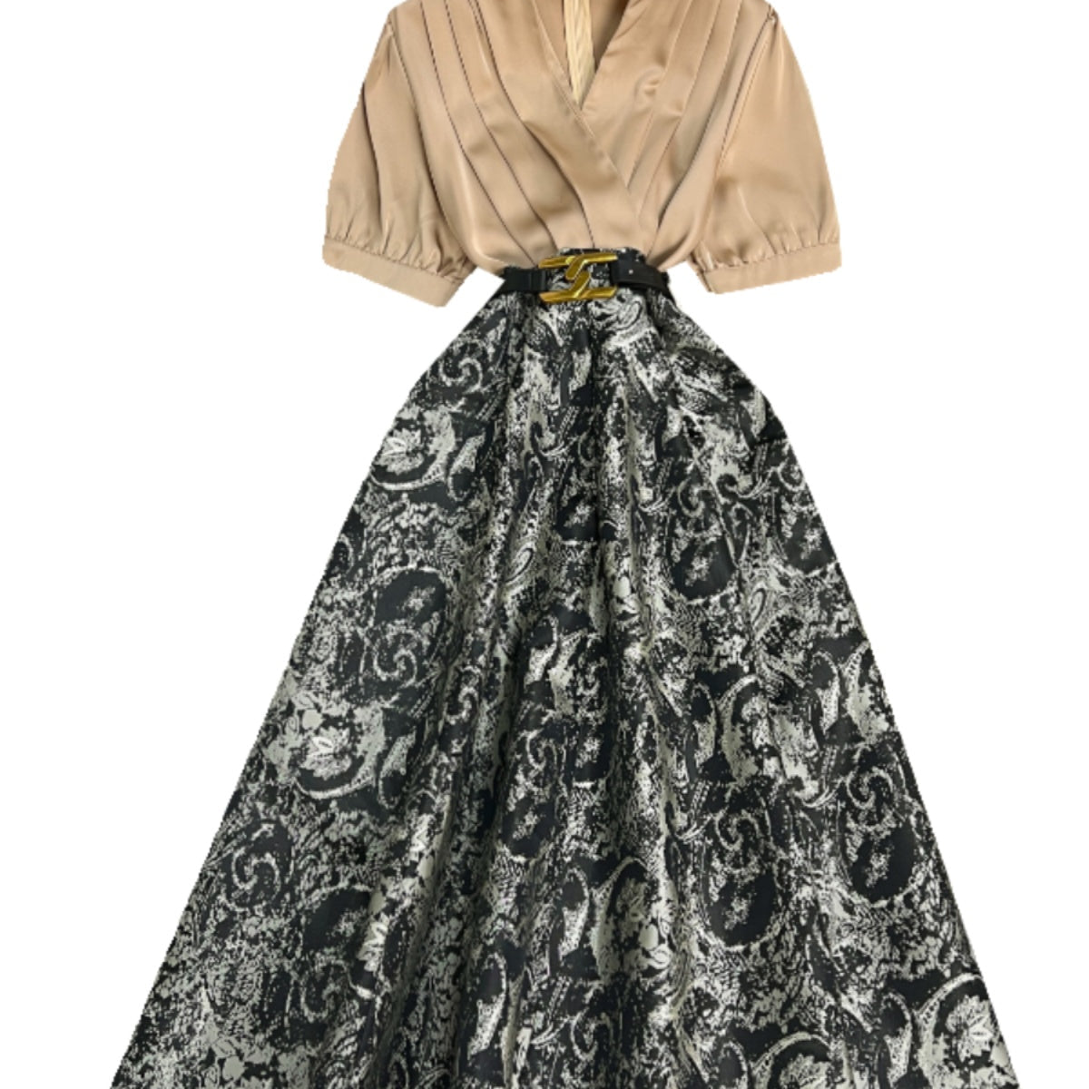 French Style Jacquard Patchwork Dress