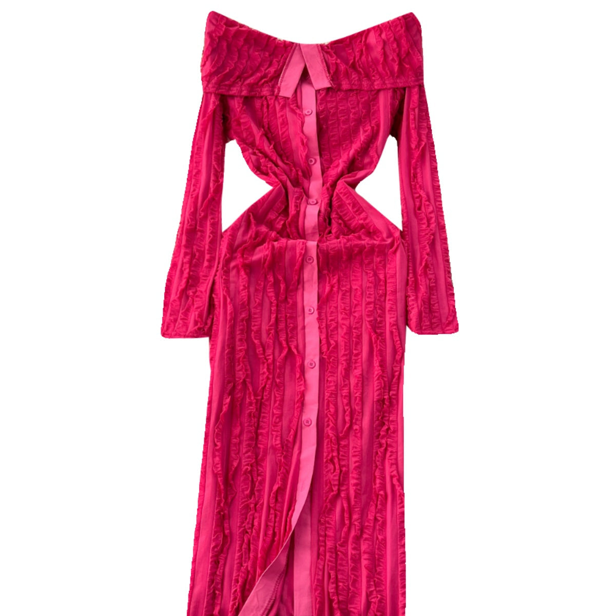 Off-shoulder Ruffled Shirt Dress
