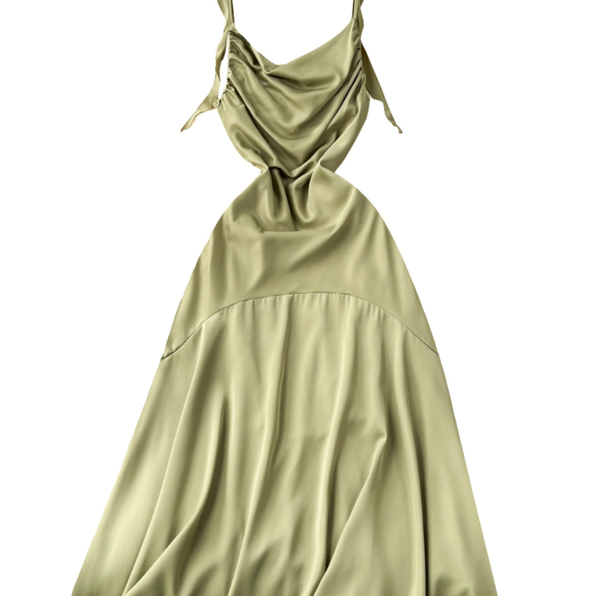 Draped Neckline Satin Slip Dress