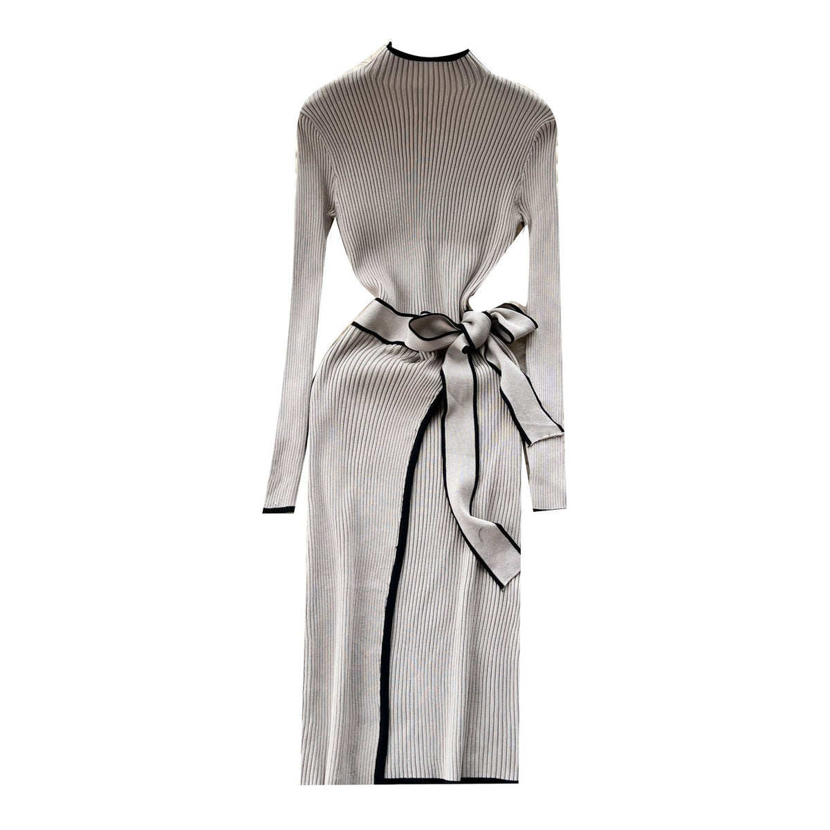 Elegant Lace-up Knitted Slim Dress