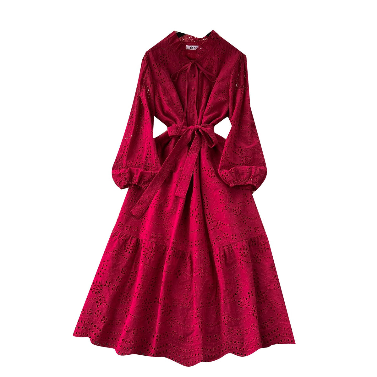 Bohemian Style Lace-up Ruffled Dress