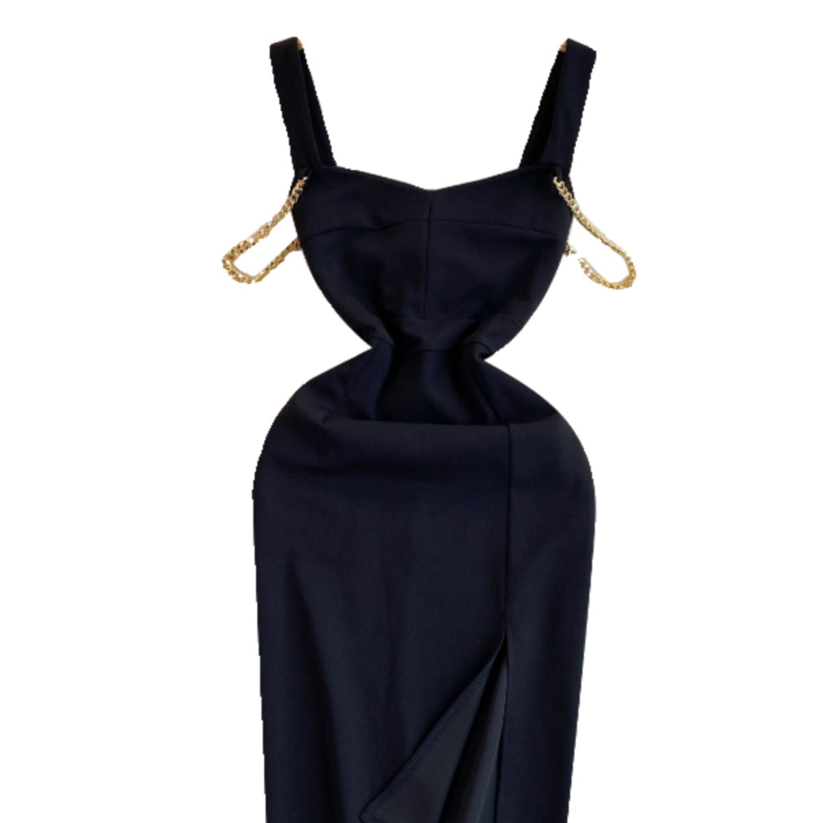Delicate Slim-fit Black Slip Dress