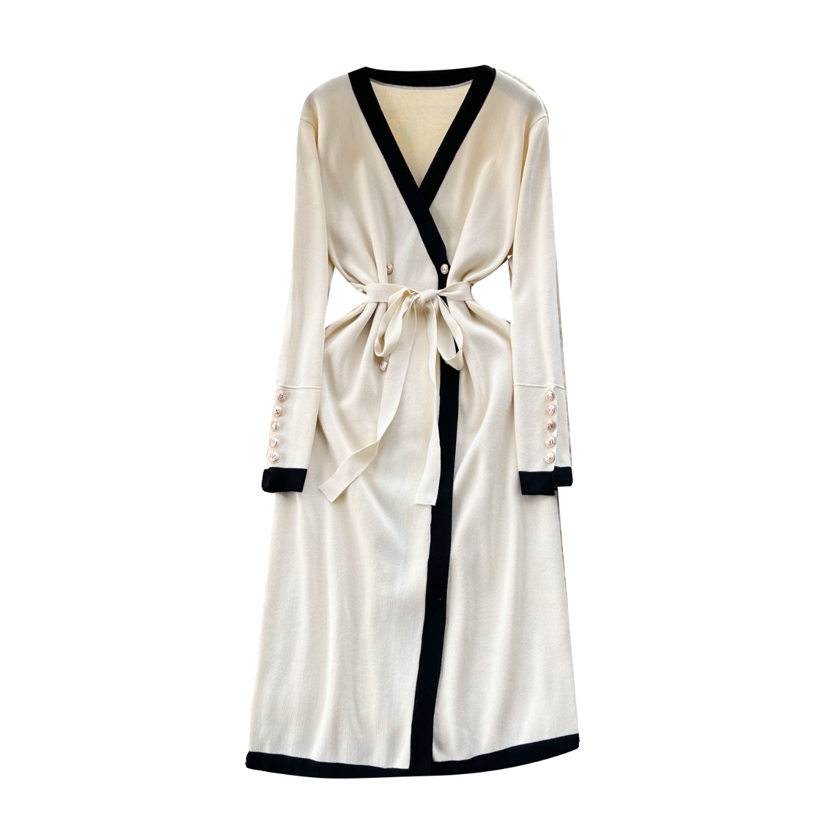 Color Blocking Knitted Cardigan Dress