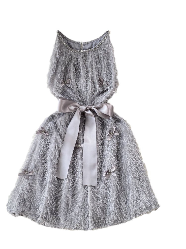 Rhinestone Studded Fringed Sleeveless Dress
